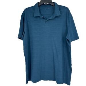 John Varvatos Mens Polo Shirt Teal Blue Textures Short Sleeve Cotton Size XL